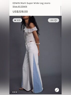 NWT Size 30 - EDWIN Marli Super Wide-Leg Jeans 99% Cotton (NWT US$ 228)